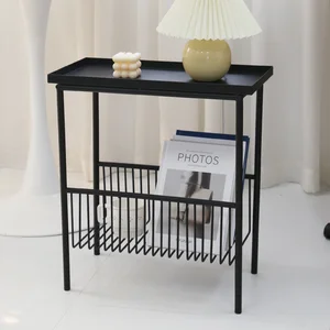 Ins Style Bedroom Furniture Wrought Iron Storage Bedside Table Grid Design Coffee Table Sturdy And Practical Side Table White