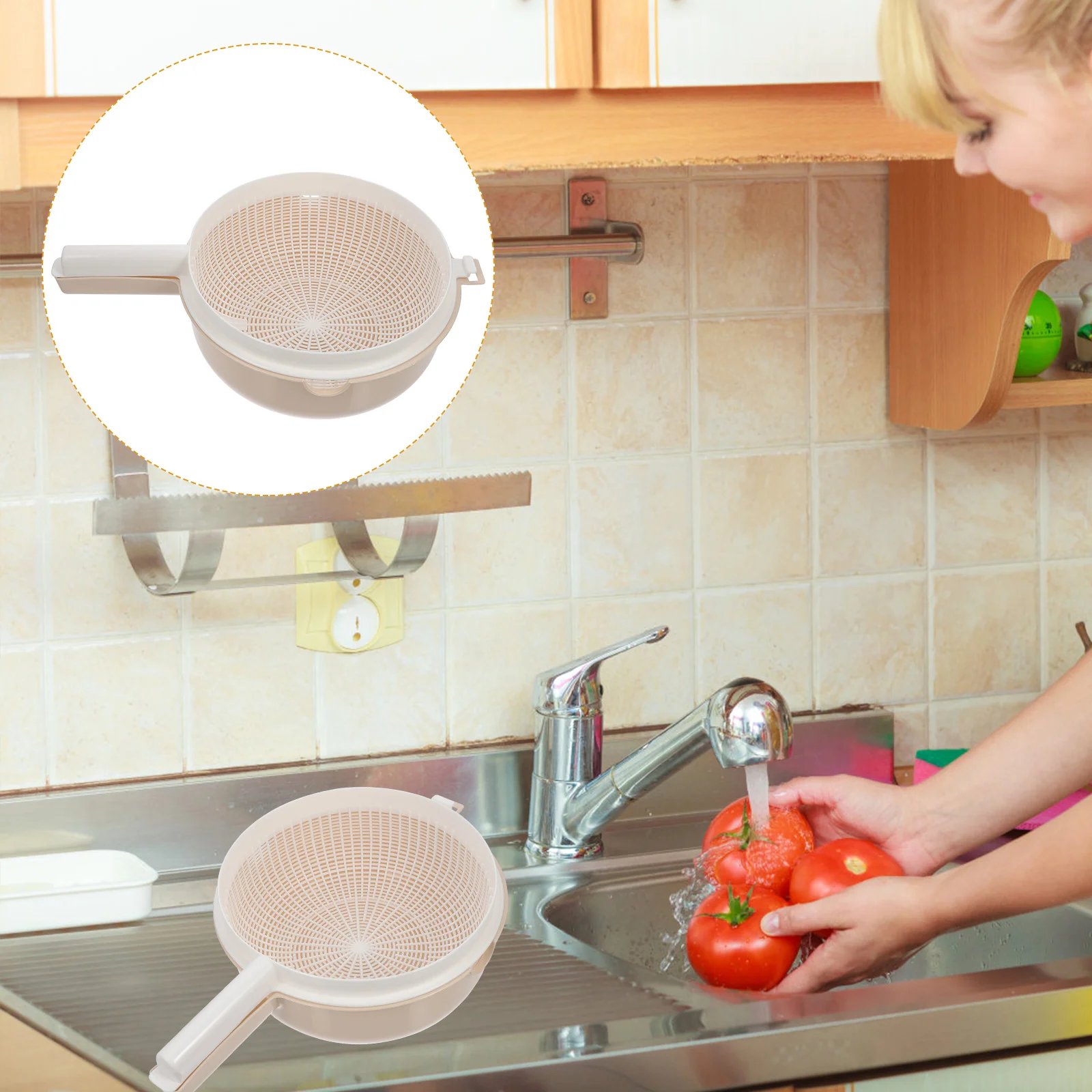 

Strainer Basket Kitchen Fruit Washing Vegetable Bowl Colander Manualgrater Drying Pasta Wash Detachable Rice Drain Drainer
