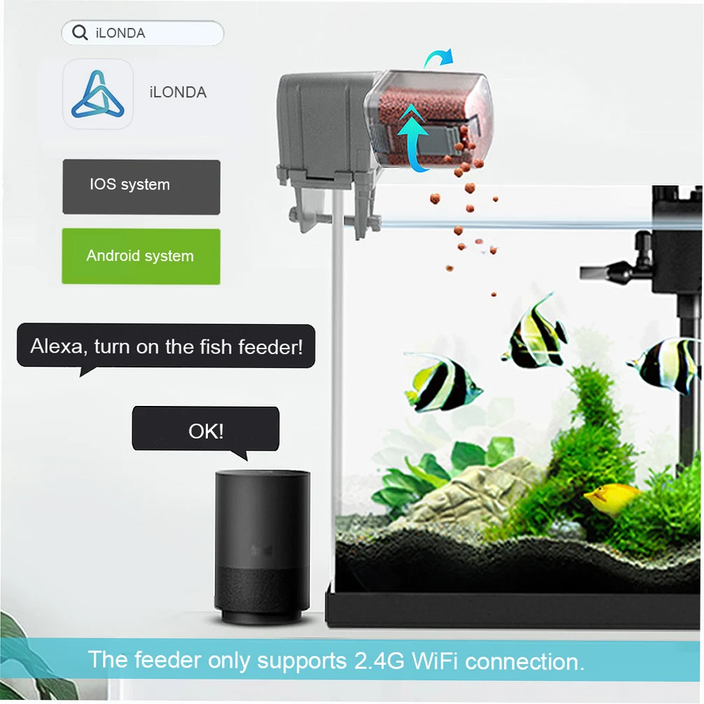 Fish Feeder WIFI Adjustable Aquarium Automatic Food Dispenser for Tank Electronic Timer App Voice Control | Дом и сад