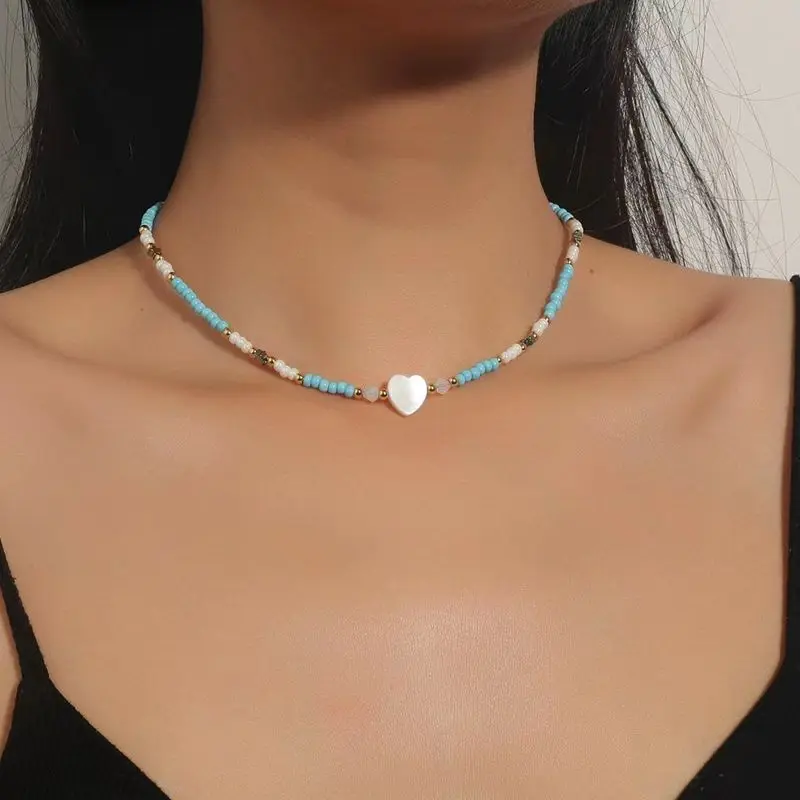 

Color Choker Necklace Boho Jewelry Sen Department Hand Beaded Clavicle Chain Niche Design Feeling Fresh Clavicle Chain Women
