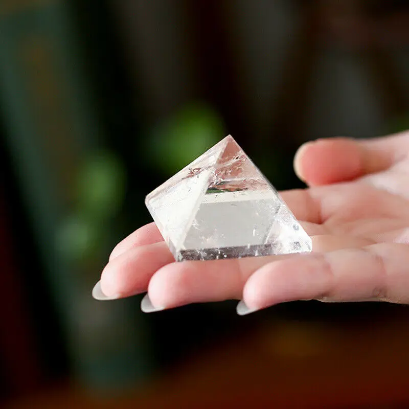 

Natural transparent quartz crystal energy tower reiki mineral pyramid gem decoration