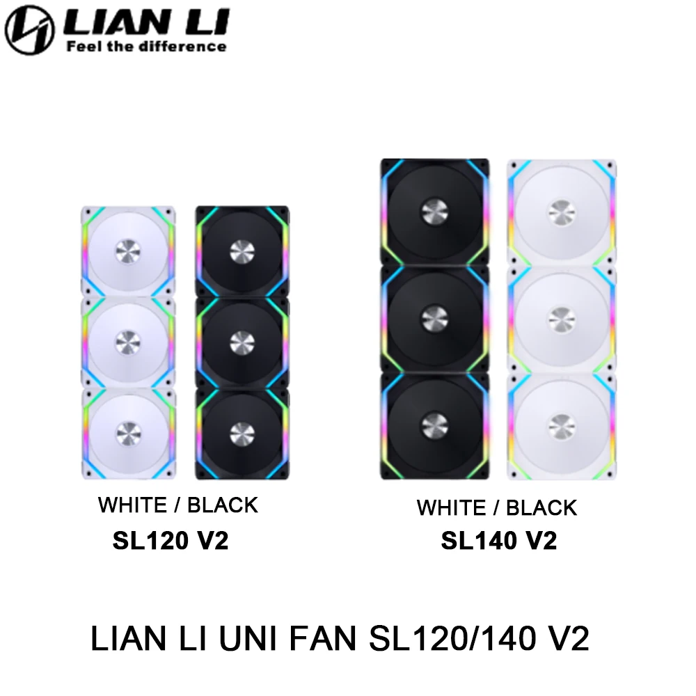 Вентилятор LIAN LI UNI SL120V2 SL140V2 ARGB, беспроводной вентилятор с обратным лезвием, кулер для игрового кабинета, водный/воздушный охладитель, Маргаритка, ШИМ, синхронизация AURA