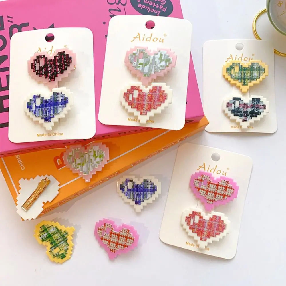 

Korean Style Heart Barrettes Hair Clip Mosaic Heart BB Clip Geometric Children Headwear Fashion Hair Accessories