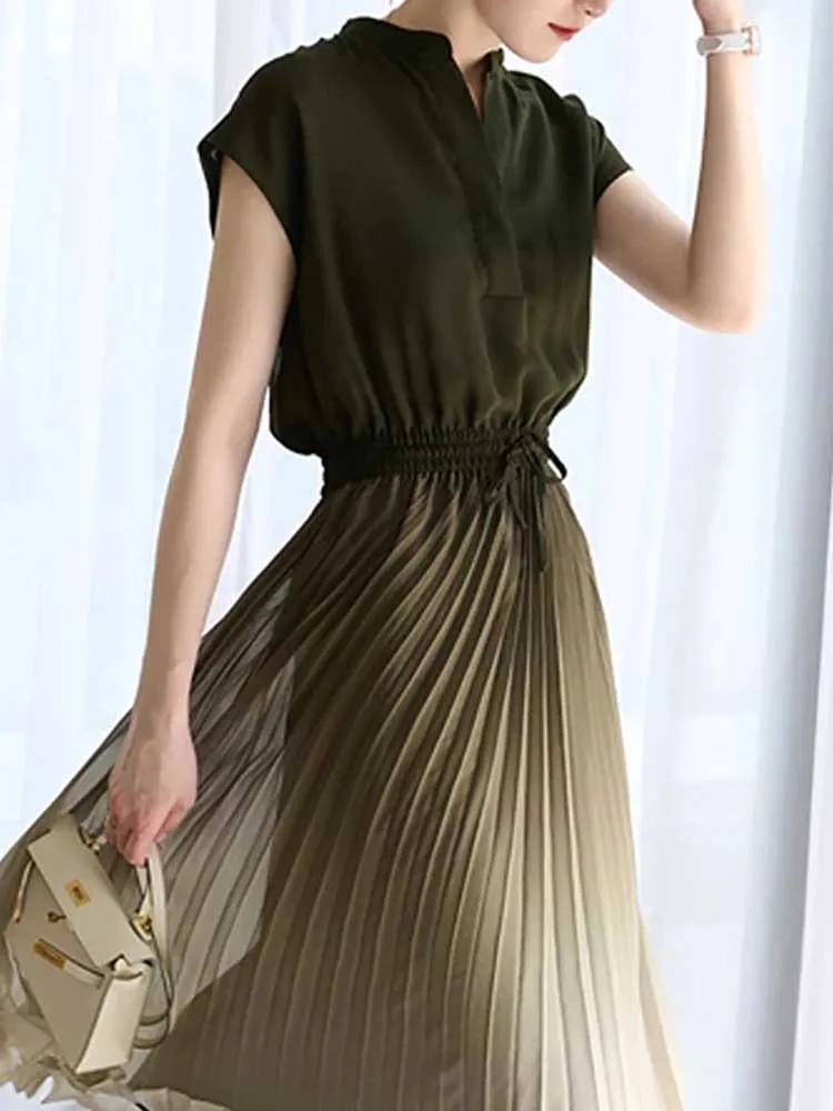 

Дизайнерские летние женские платья, Повседневная простая элегантная плиссированная юбка, миди-халаты для женщин, новинка 2022, модные шикарн...