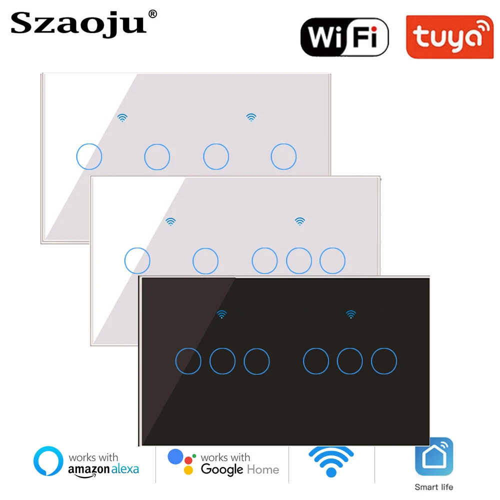 Szaoju Wifi Smart Wall Light Switch 4/5/6 Gang Touch Switch Rf433 telecomando Wireless Tuya Alexa Google Home Voice Control