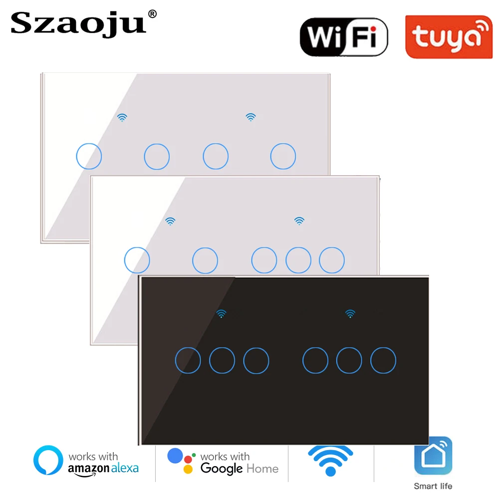 Умный настенный выключатель Szaoju с Wi-Fi сенсорный на 4/5/6 клавиши Rf433 беспроводной