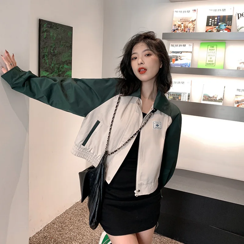 

WDMSNA короткое пальто с отложным воротником, Женская Весенняя ретро-куртка в гонконгском стиле, темпераментные свободные модные куртки для ж...