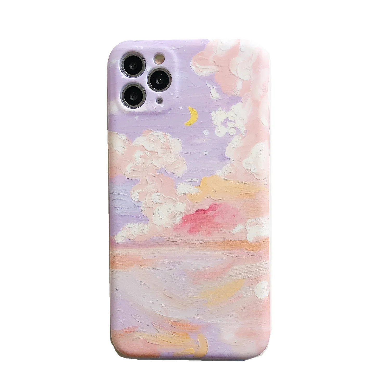 Oil Painting Pink Clouds For Apple IPhone Soft Feeling Cover Silicone Material Phone Protector Case