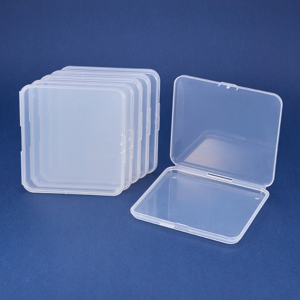 6pcs/set Transparent Plastic Bead Containers Portable Square Jewelry Storage Box Handmade Crafts Organizer Case 12.5x11.5x1.15cm