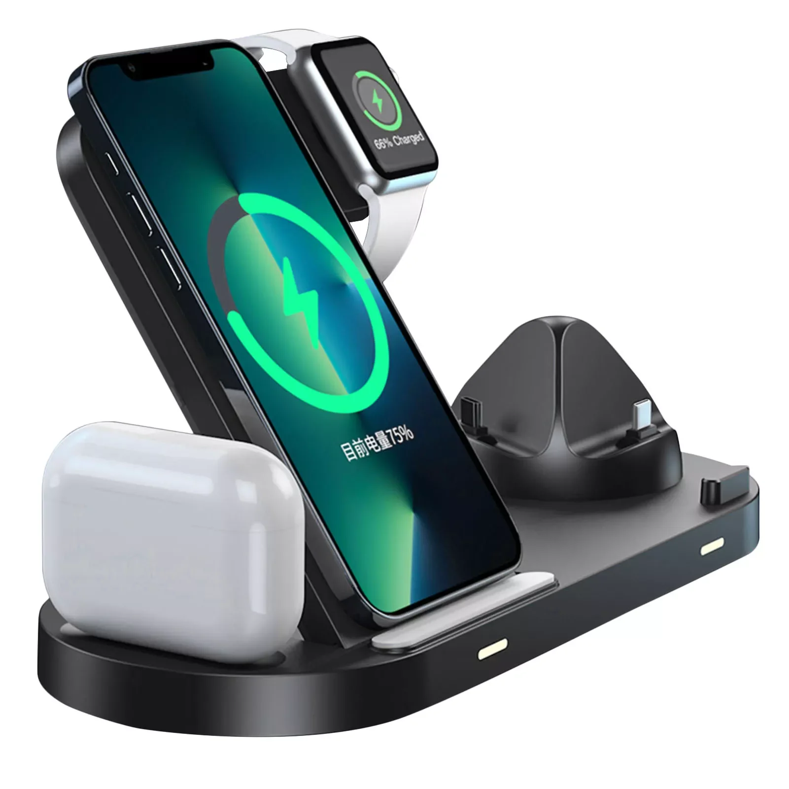 

6 In 1 Wireless Charger Fast-Charging Wireless Charger 360 Degrees Rotatable Charging Dock For Smartphones Smart Watches
