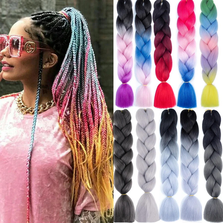 

Cheap Ombre Hair Extensions Hair Braids African Jumbo Stretched Braiding Hair Frosted Glowing Synthetic Crochet Braiding Hair