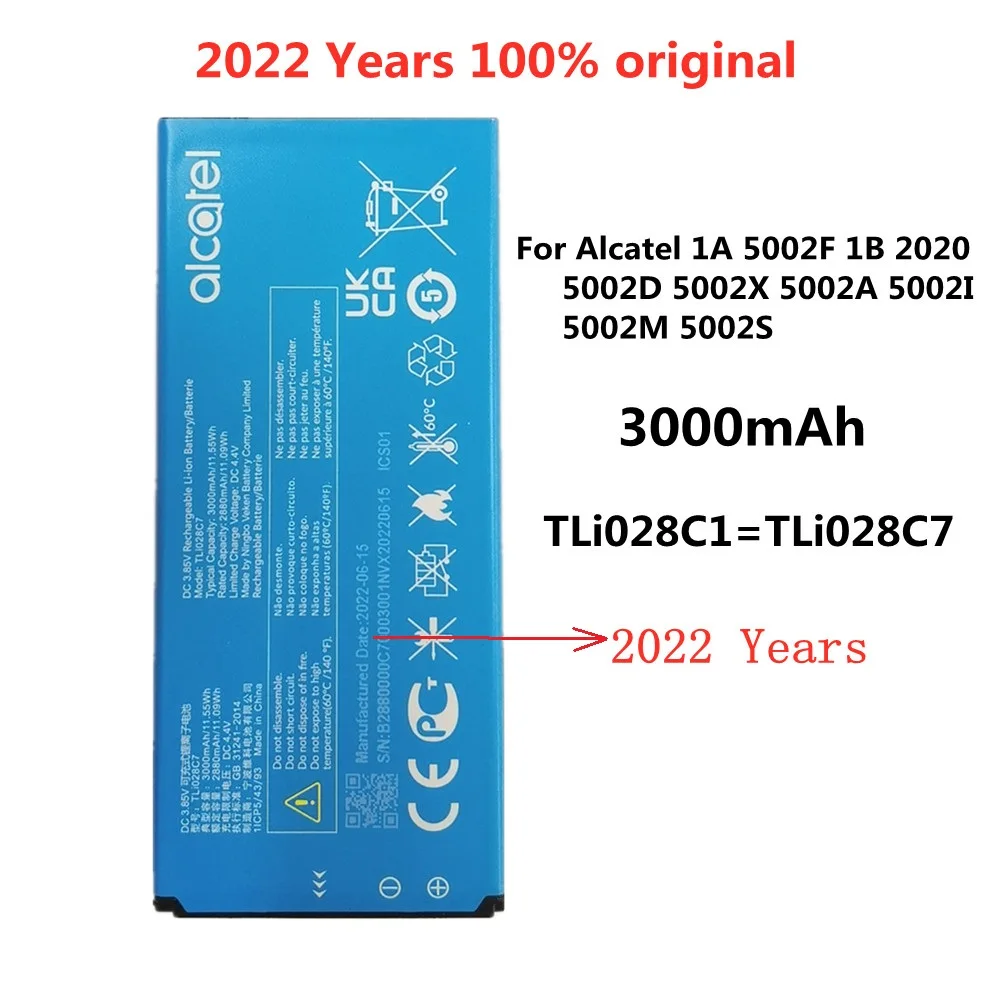 

2022 New 3000mAh TLi028C1 TLi028C7 Original Battery For Alcatel 1A 5002F 1B 2020 5002D 5002X 5002A 5002I 5002M 5002S Batteries