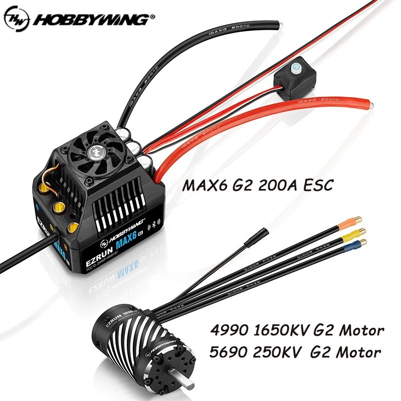 Фото Комплект HOBBYWING EZRUN MAX6 G2 ESC: водонепроницаемый бесщеточный регулятор скорости 3-8S Lipo и моторы 4990SD 1650KV / 5690SD-1250KV G2 для радиоуправляемых машин масштаба 1/6, 1/7, 1/8 №3
