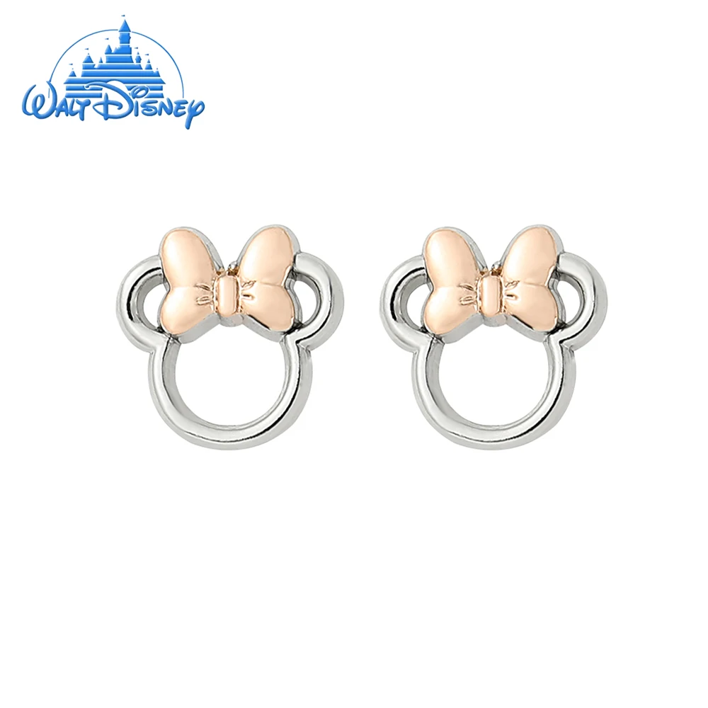 

Disney Minnie Mouse Earrings Two Tone Silhouette Silver Plated Jewelry Gifts For Girl Christmas Animal Ear Piercing Accessories