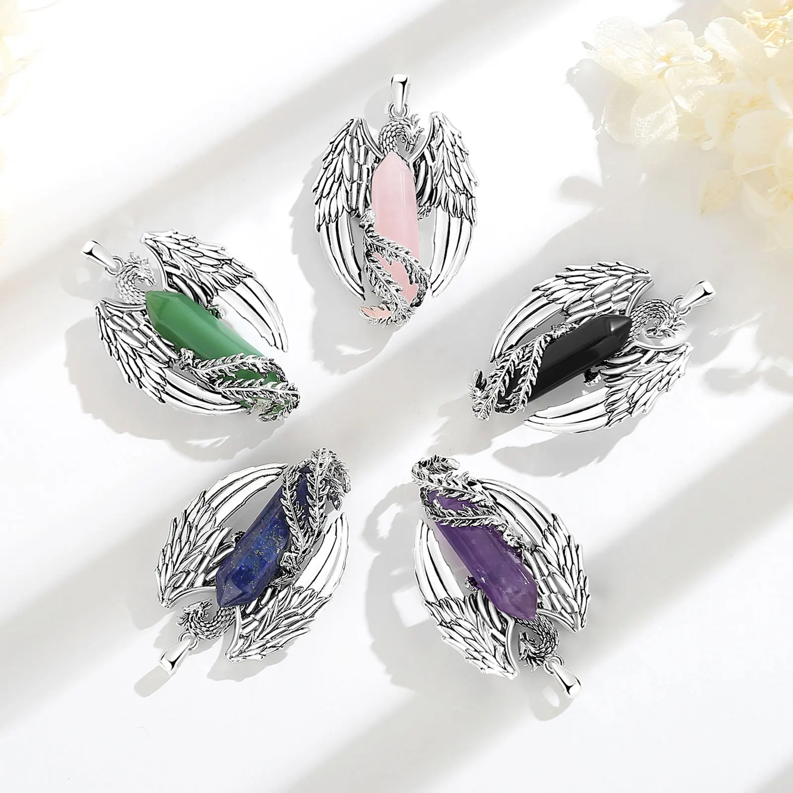 Ожерелье Eudora Phoenix Twining гексагональное обсидиановое призматическое ожерелье в