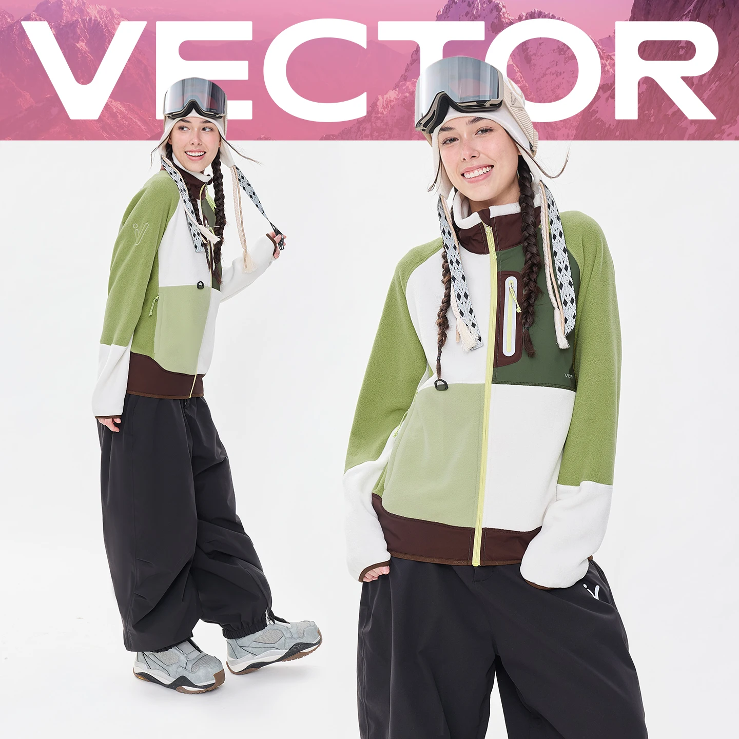 Фото Флисовая куртка VECTOR для женщин, осень-зима, теплые пальто, мужская одежда, свитшот с контрастными рукавами, цветные уличные куртки 2026, для сноуборда. №5