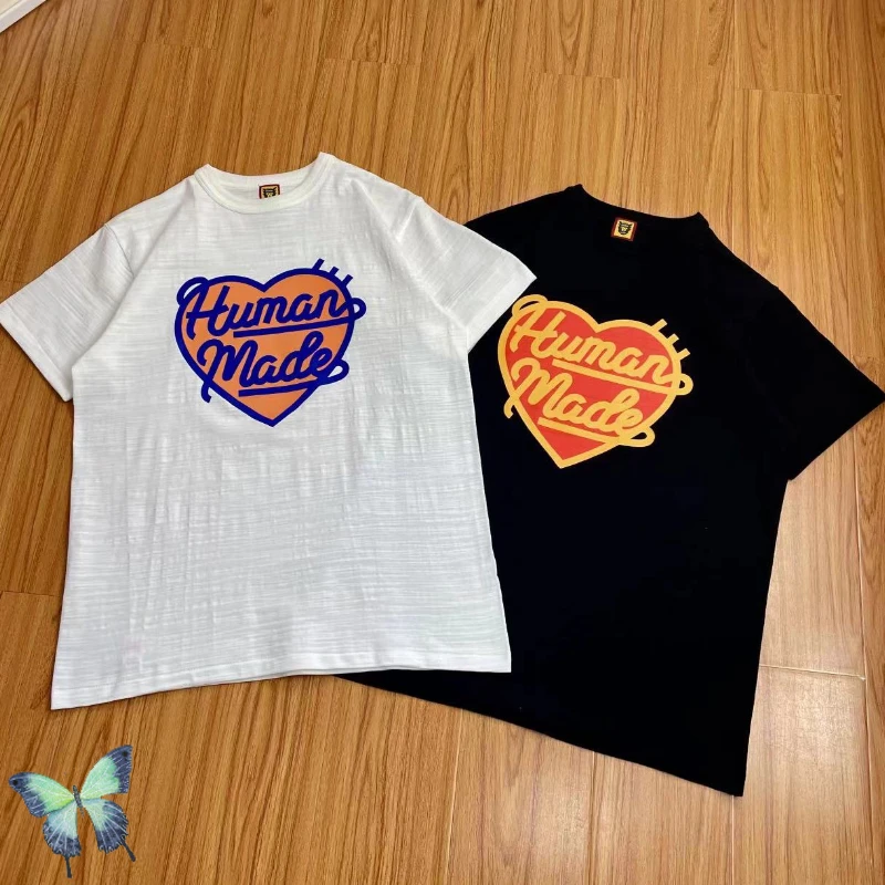 

Love Heart Human Made T-shirt Balck White Bamboo Cotton T Shirt