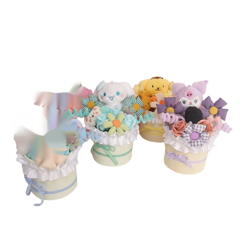 Sanrio Kawaii Kuromi плюшевая игрушка ведро букет Cinnamoroll Мягкий Плюшевый цветок из