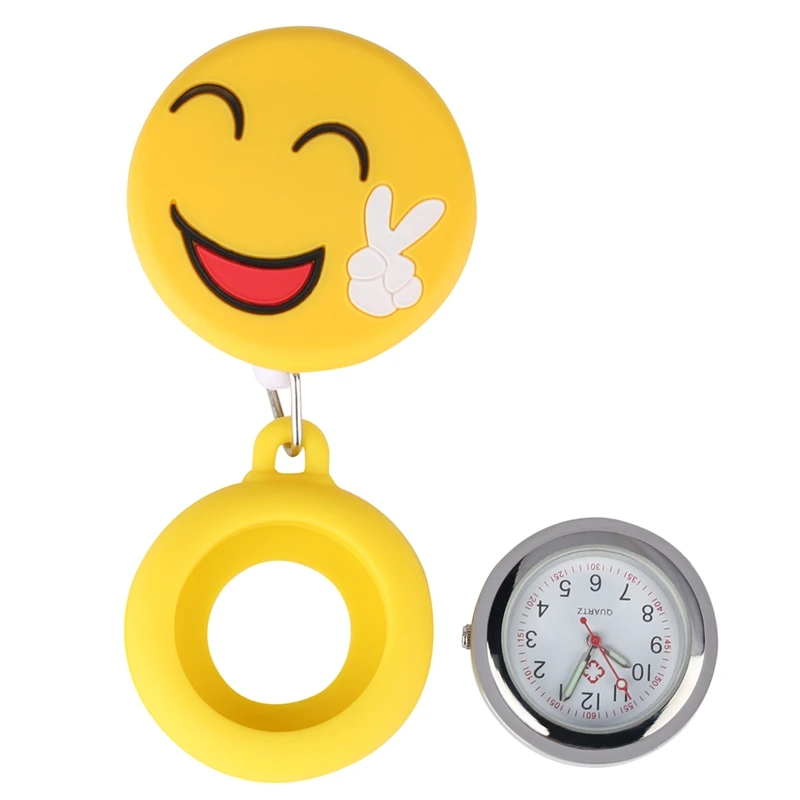 Часы для медсестры женские желтые милые улыбающиеся наручные кварцевые карманные часы с подвеской-брошью для медицинских врачей медсестер гаджет