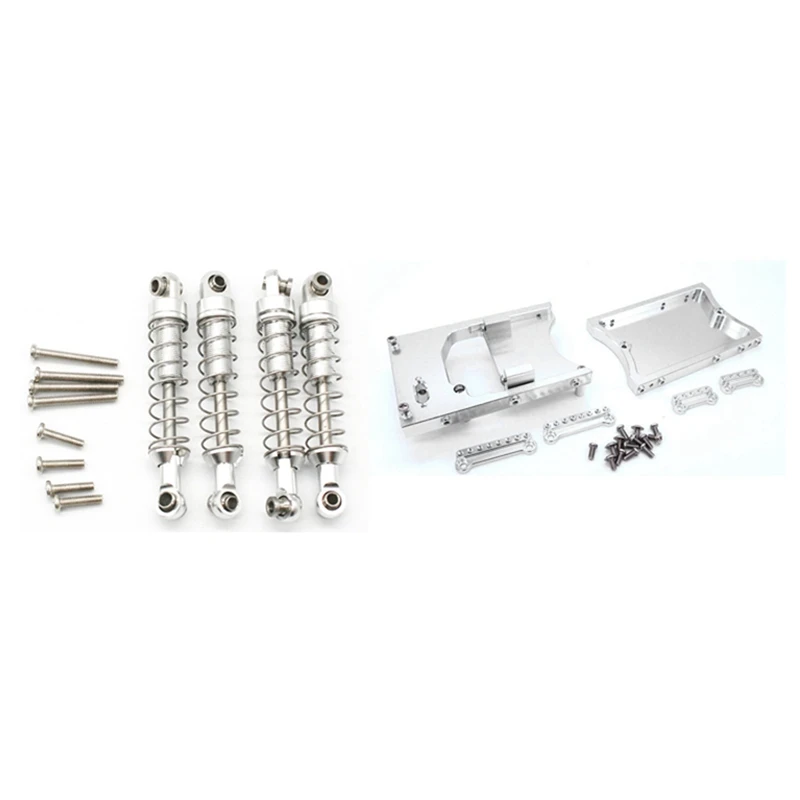 

2 Set RC Car Part: 1 Set Metal Shock Absorber Damper & 1 Set Metal Steering Servo Fixed Mount Bracket Beam