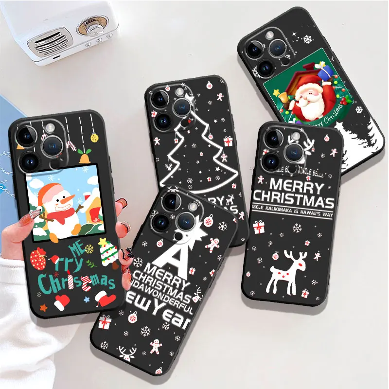 

Silicone Shockproof Phone Case for iPhone 11 12 13 14 Pro Max 7 8 Plus XS XR 14pro i11 13pro 6 i13 5S Xmas Christmas New Year