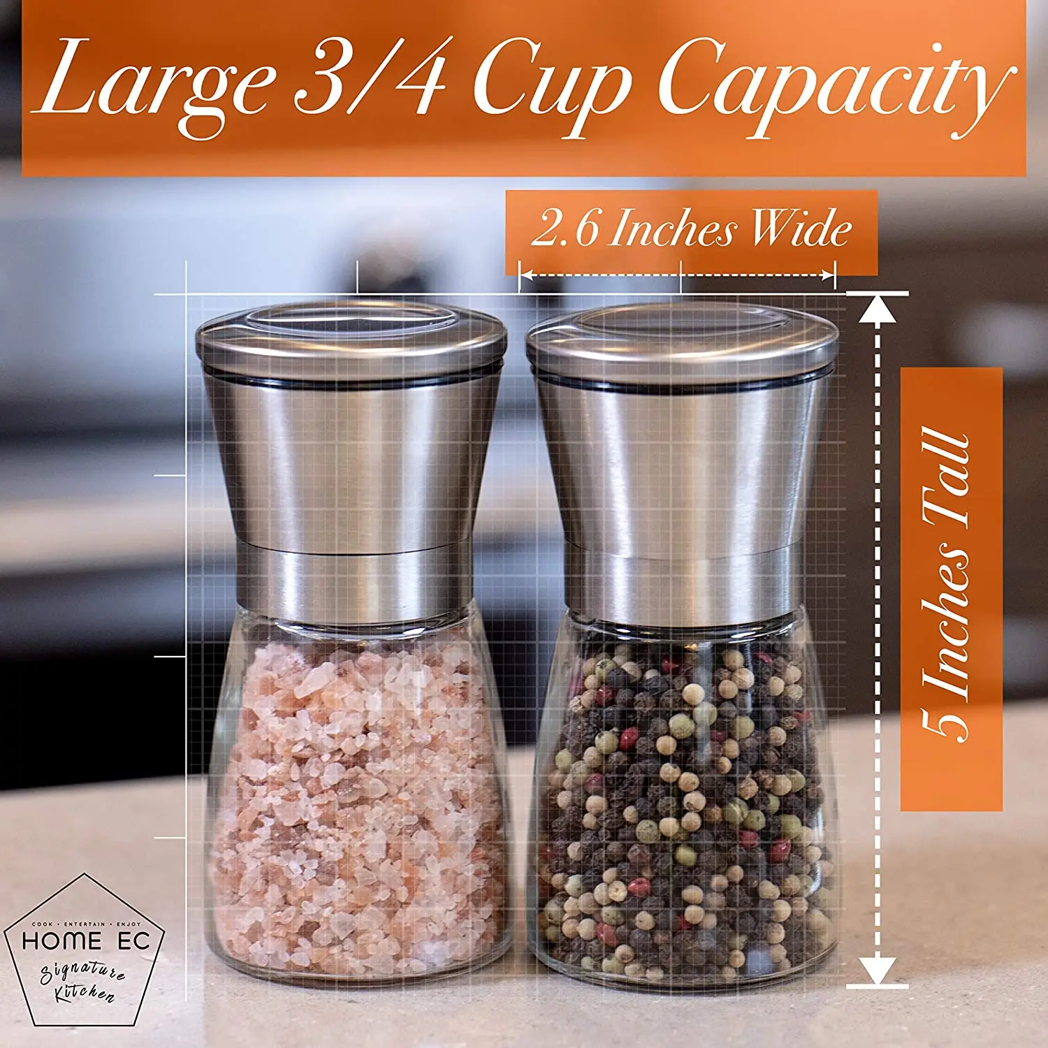 1pc stainless steel salt and pepper mill grinder spice herp glass muller hand mill grinding bottle kitchen gadgets glass tools free global shipping