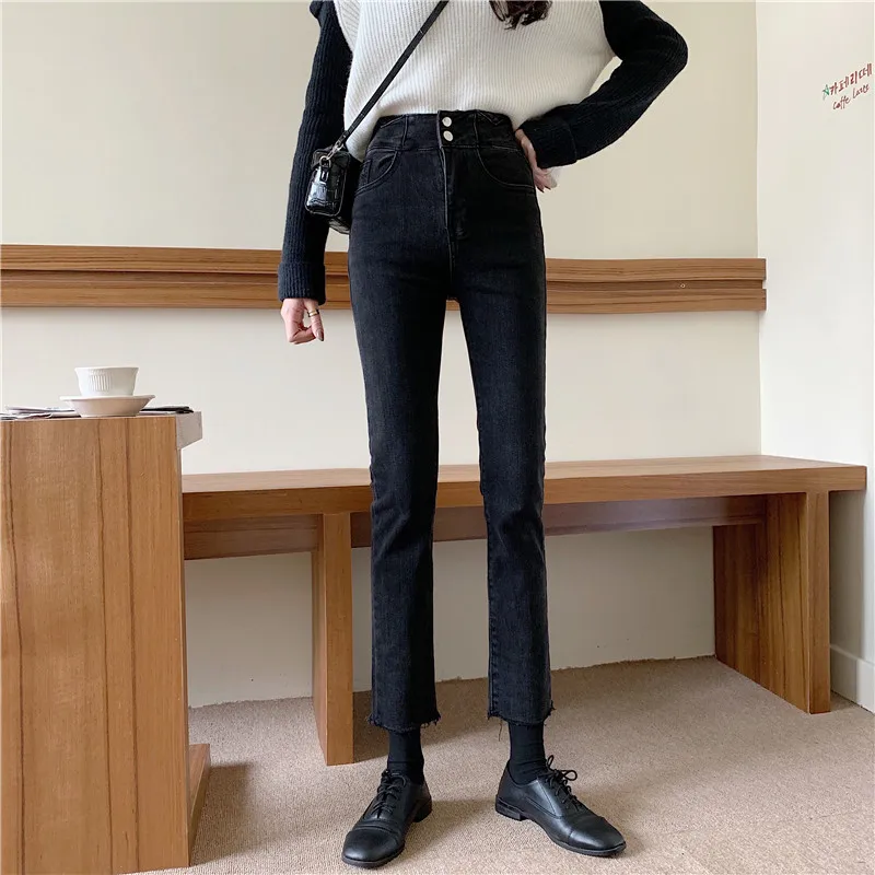 

6100 Women's autumn Korean version 2022 new slim slim high-waisted design sense cigarette straight-leg pants