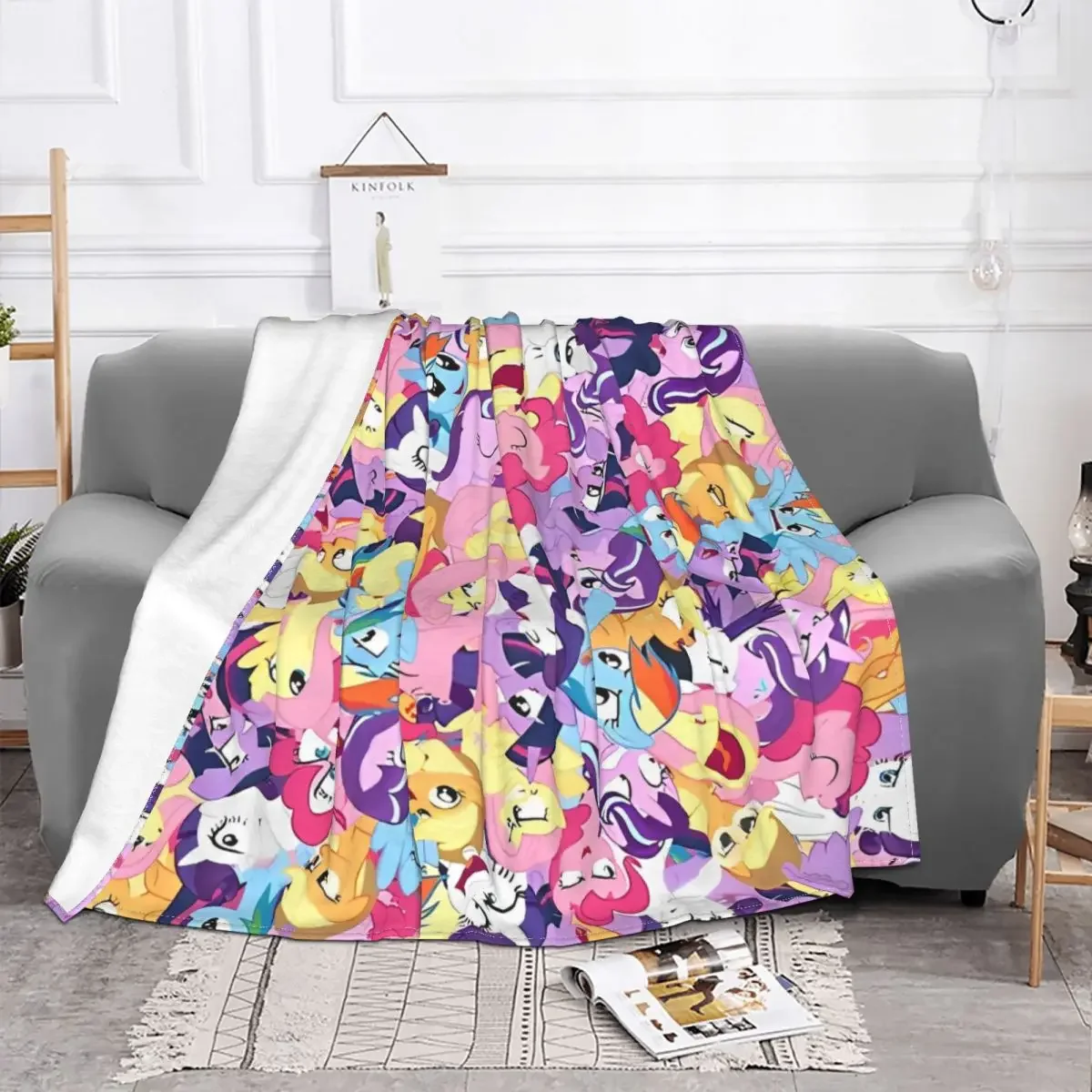 Радужные пони коллаж мультяшное оформление смешное теплое покрывало для кровати
