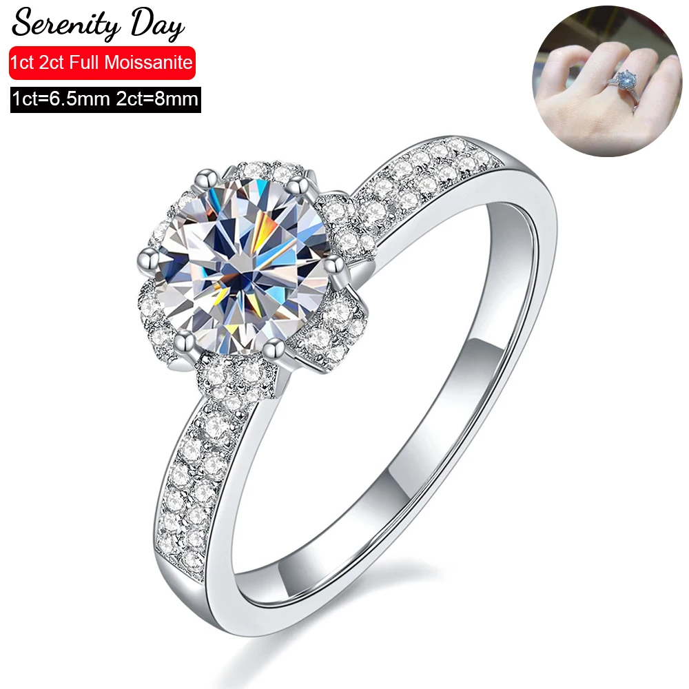 

Serenity Day Real D Color 2ct Moissanite Wedding Rings For Women S925 Sterling Silver Bands Plate Pt950 Fine Jewelry Wholesale