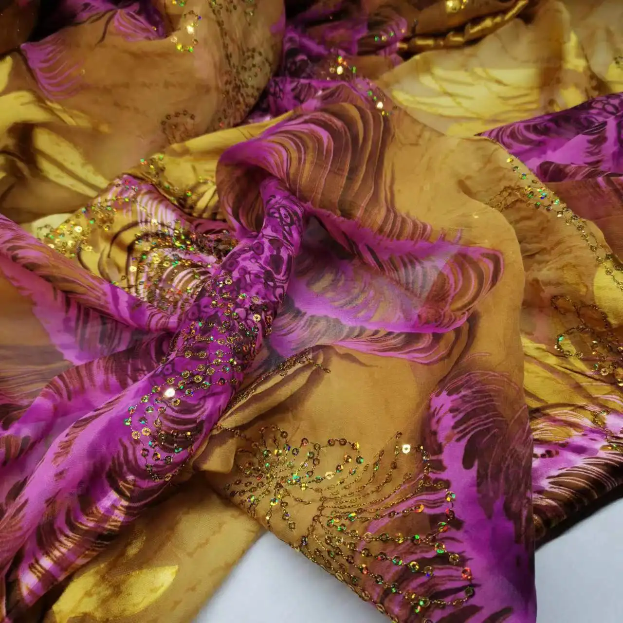 

On Sale Sequin Silk Viscose Fabric Soft Burn-Out Pattern DIY Swissdot Cloth Dress Scarf Material
