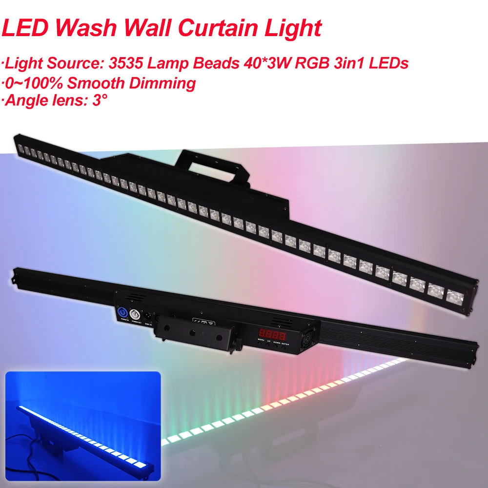 40x3W RGB 3in1 LED Wash Wall Curtain Light DJ Disco Party Stage Light Effect For Dance Bar Party Holiday Wedding Xmas Decorate