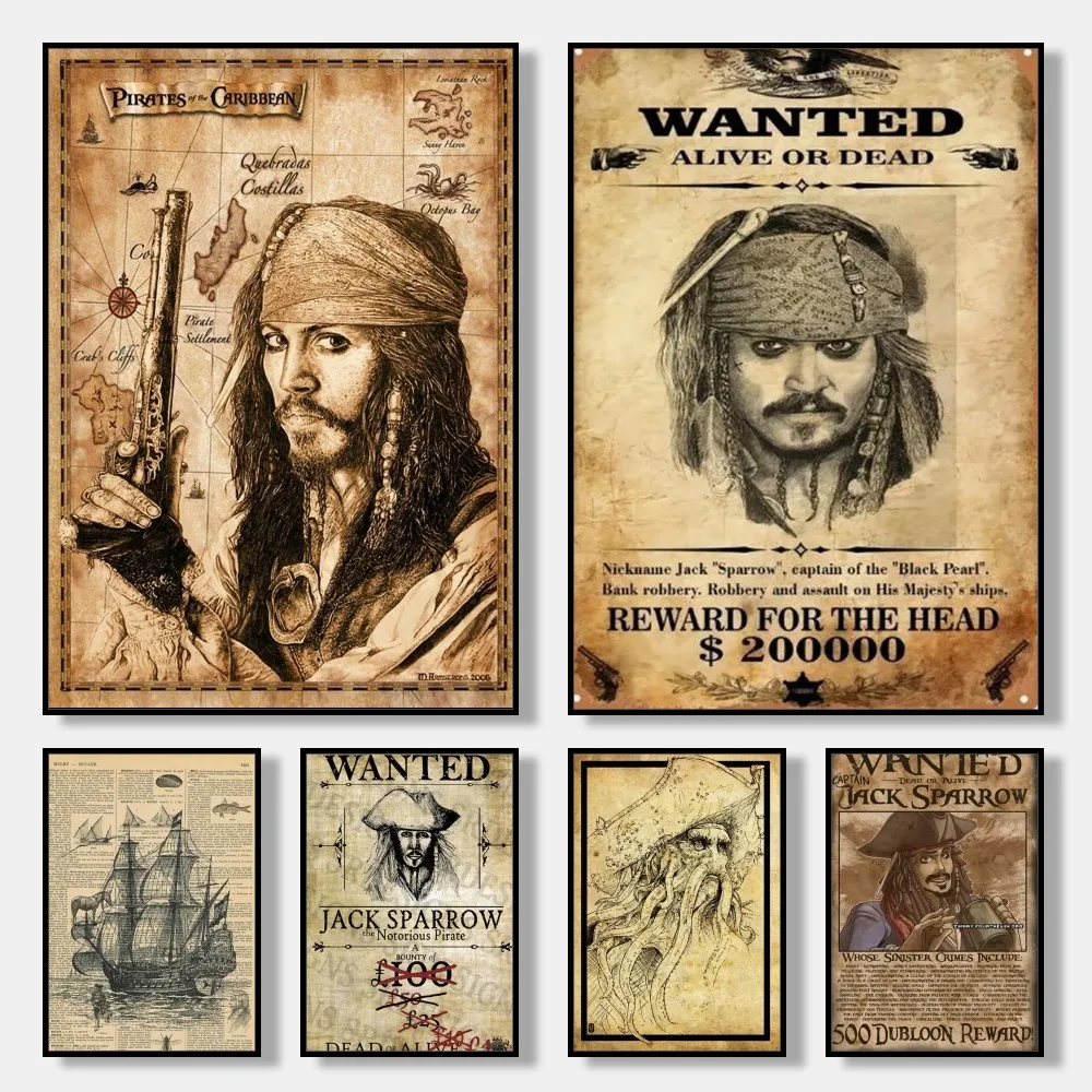 Фото Классический фильм P «Пираты C-Caribbean», настенный художественный принт, постер, декоративная роспись, современный домашний декор, подарок на день рождения, без рамки №1
