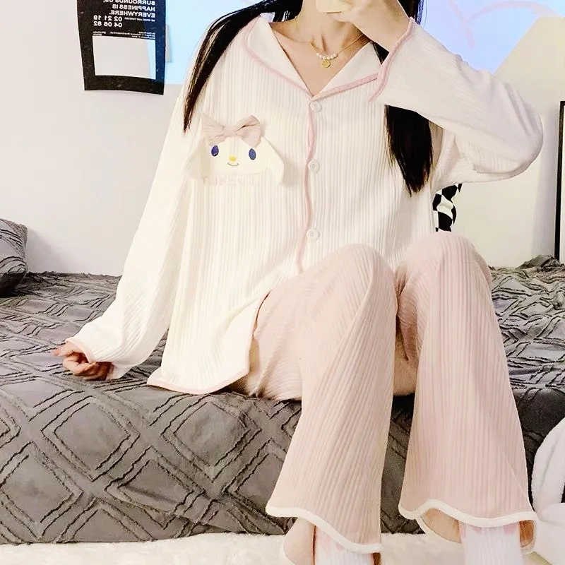 Women's Pajamas Set Full Sleeve Tops Spring Sleepwear 2Piece/Set Casual Pyjama Big Size Cozy Sweet Cartoon Princess Homewear