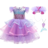 little girl mermaid princess dress fluffy skirt summer ariel princess costume children birthday christmas carnival show dress
