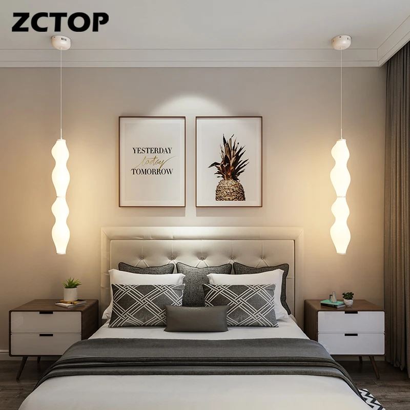 

Modern LED Bedside Hanging Pendant Chandelier White Color AC90-260V Indoor Lighting for Living Dining Room Bedroom Chandeliersi
