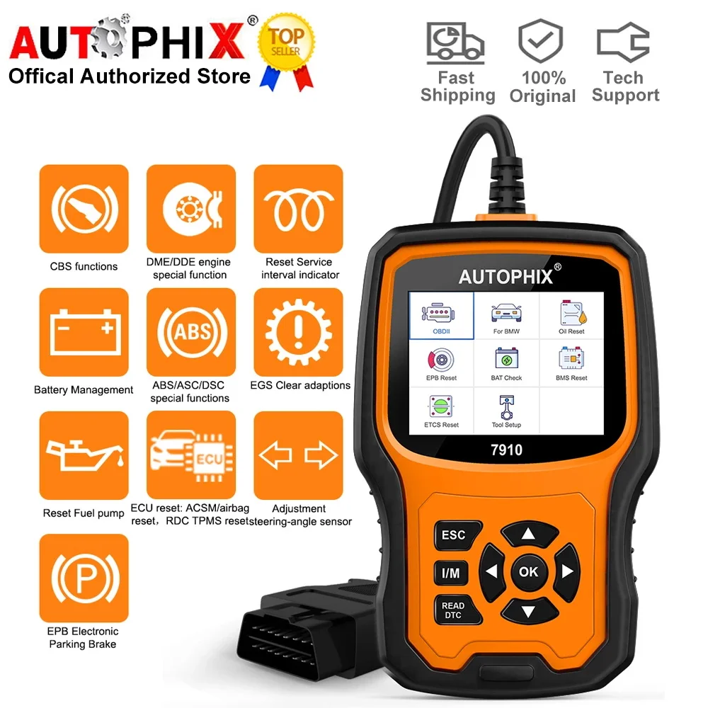 Диагностический инструмент Autophix 7910 OBD2 для BMW TPMS Сброс аккумулятора масляной