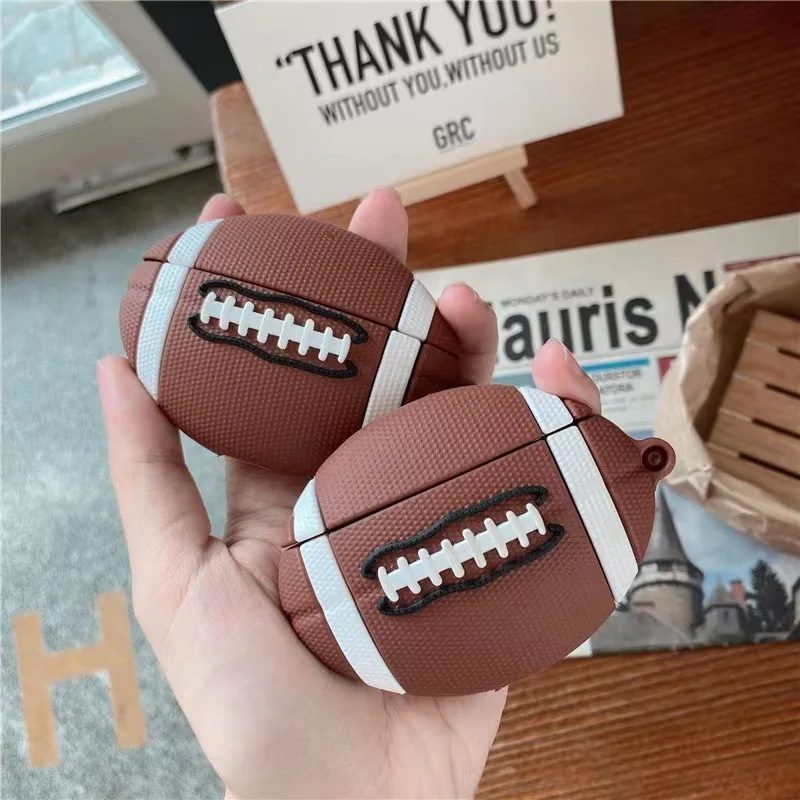 

For AirPods Pro Earphone Case 3D Rugby American Football Covers for Apple AirPod 1 2 3 Pro Soft Silicone Protective Cover Casw