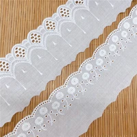 15yards embroidery white cotton lace trim hight quality diy hometextile clothes edge wrapping embroidery cotton ribbon tape