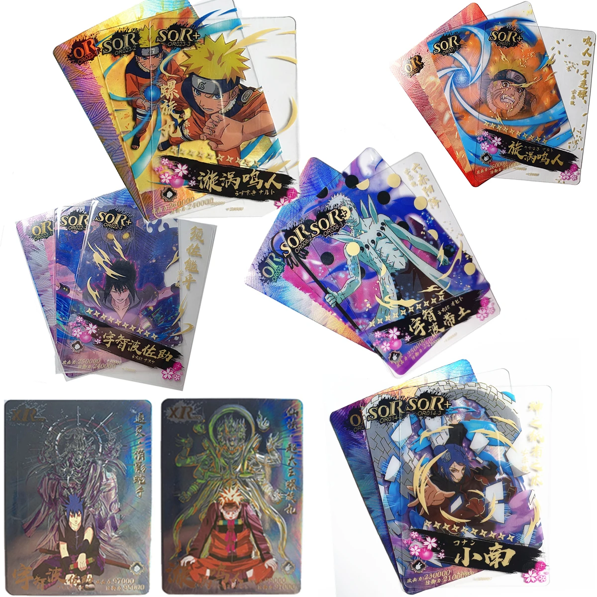 

limited NARUTO SOR three-piece card set Jiraiya Orochimaru Tsunade Uzumaki Naruto Uchiha Obito Konan game collection card anime