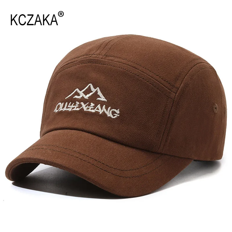 

Mens 5 Panels Short Brim Baseball Cap Unisex Summer Outdoor Sports Cotton Embroidery Snapack Caps 5cm Brim Umpire Dad Hats