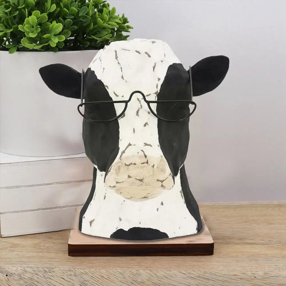 

Black And White Bull Head Eyeglass Frame Glasses Rack Home Cow Ornaments Decoration Resin Decorative Crafts Glasses) (witho W2O4