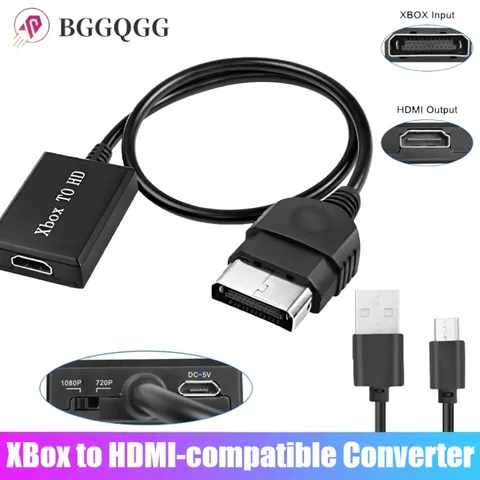 BGGQGG Конвертер, совместимый с Xbox в HDMI, видеоадаптер, поддержка HD 1080P/720P с USB-кабелем питания для моделей оригинальной консоли