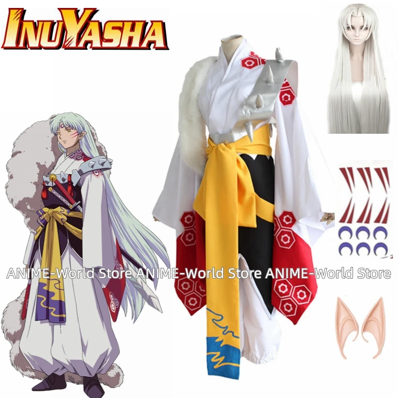 

Японское аниме Inuyasha Sesshomaru искусственное кимоно парик Стильные костюмы для Хэллоуина