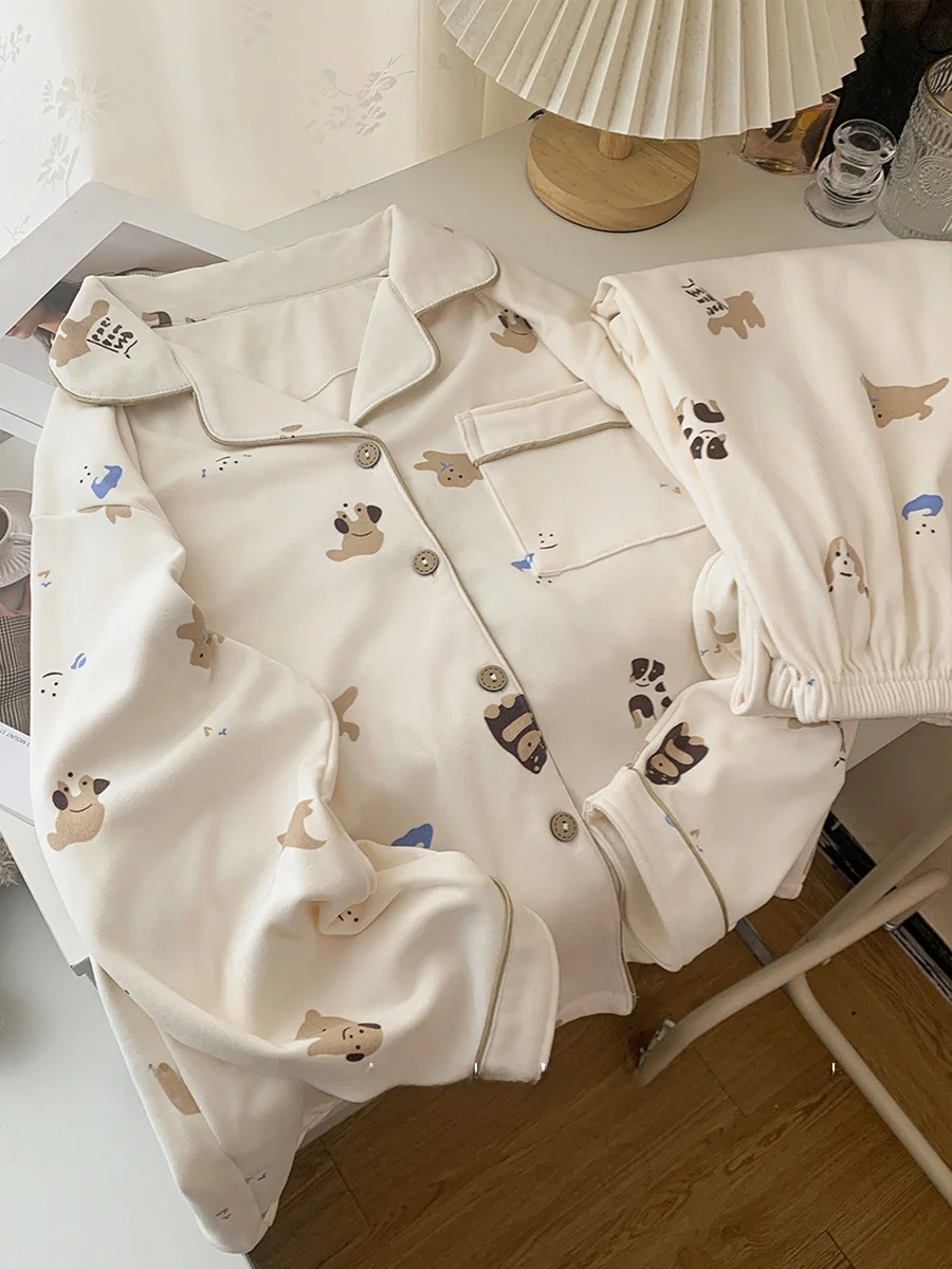 Японская мода милый домашний щенок осенне-зимняя бархатная пижама с героями