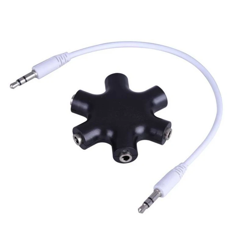 

3.5mm Earphone Audio Splitter 1 Male to 1 2 3 4 5 Female Cable 5 Way Port Aux