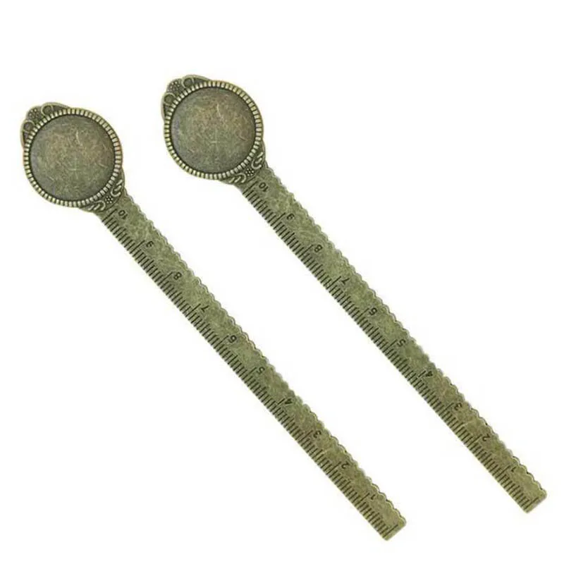 

50pcs Antique Bronze Vintage Metal Ruler Bookmark Cabochon Base Bookmark Setting fits 20mm Cabochon Cameo DIY Bookmarks Gifts