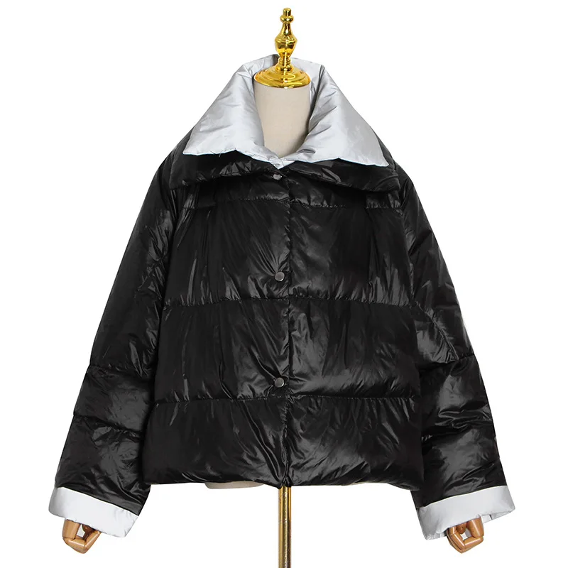 Loose Down Jacket  for Women 2022 Winter New Fashion Temperament Casual Lapel Contrast Stitching Short Coat for Women