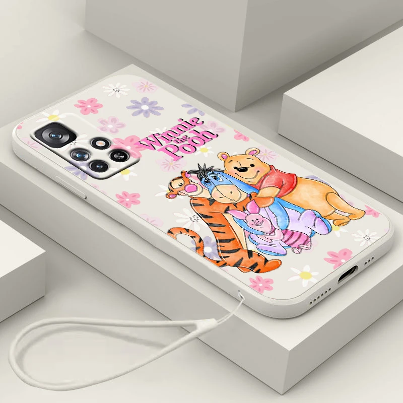 

Winnie Bear Cute Disney For Redmi K60 K50 K40 K30 K20 10C X 9C T AT A 8A 7A Gaming Pro Plus Liquid Rope Silicone Phone Case
