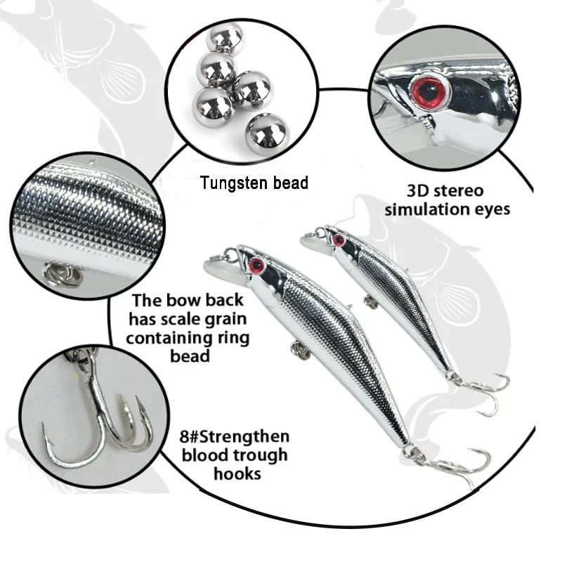 TAKEDO 8G 10G Sinnking Minnow Bait