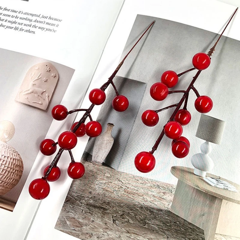 Рождественская елка красные ягоды украшение имитация белого черного цвета из